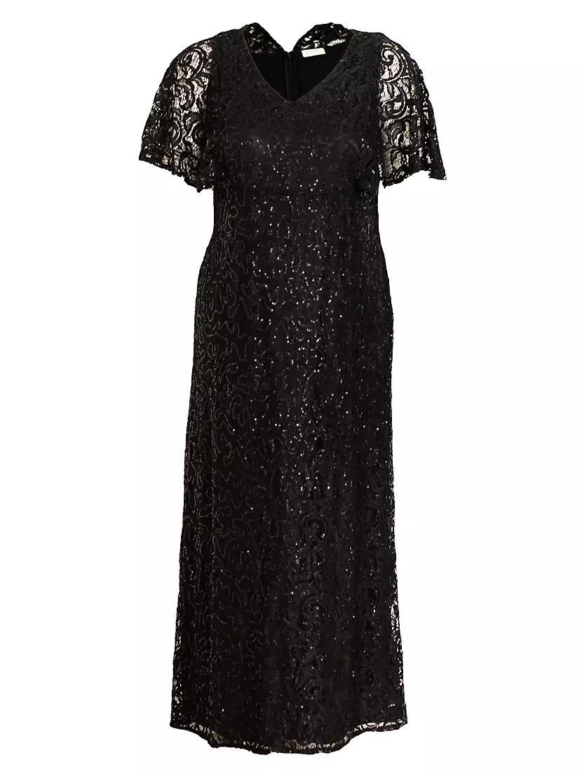 Celestial Cape-Sleeve Lace Gown Product Image