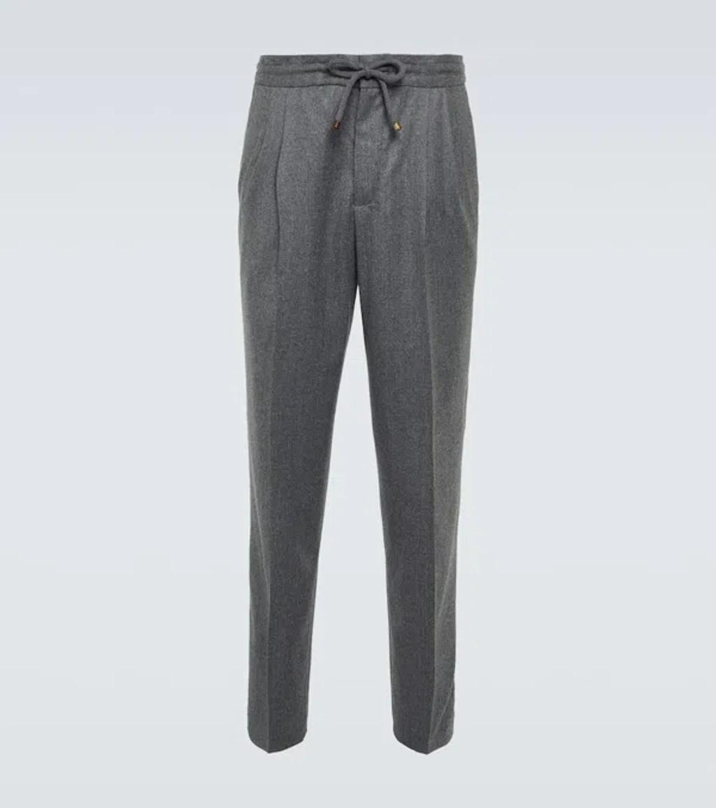 BRUNELLO CUCINELLI Virgin Wool Tapered Pants In Grey product image