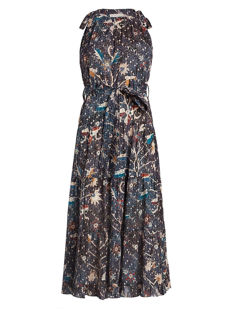 Womens Mariam Floral Tie-Strap Midi-Dress Product Image