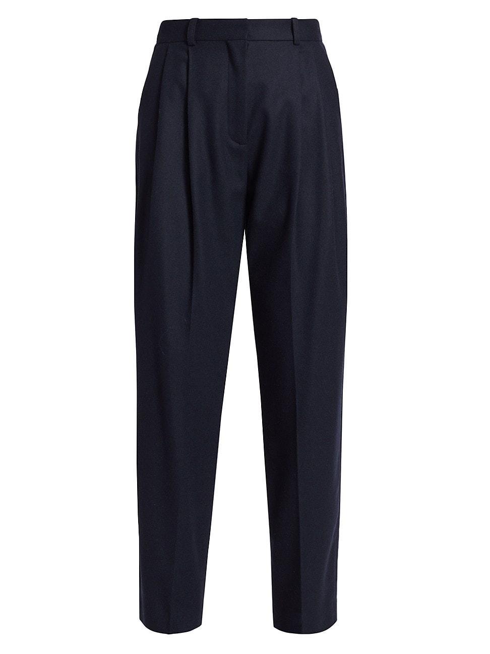 Womens Double-Pleated Wool-Blend Trousers Product Image