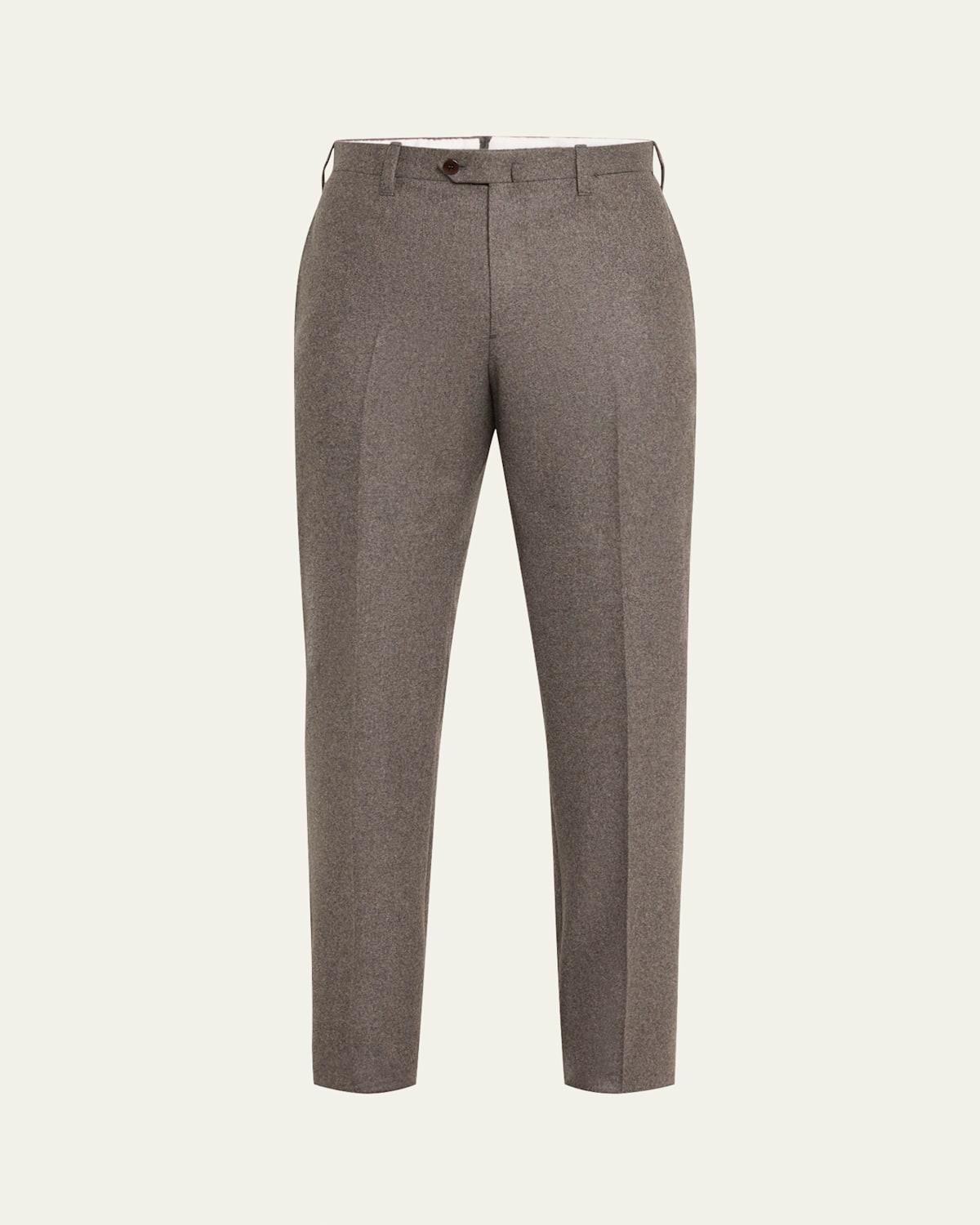 Mens Flat-Front Flannel Trousers Product Image