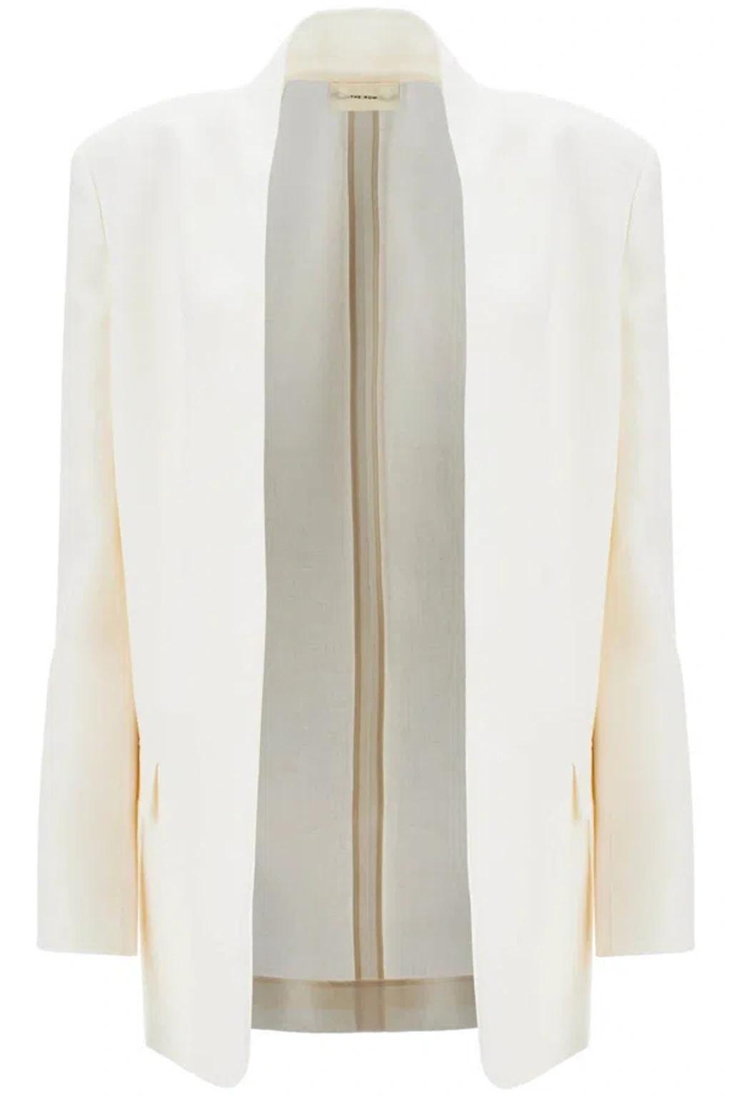 Harvy Open-front Linen Jacket In White Product Image