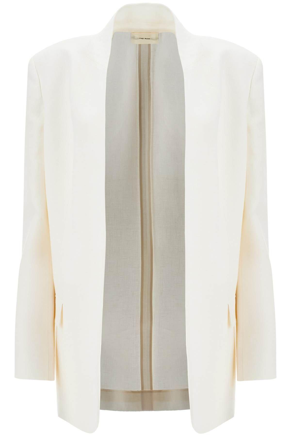 Harvy Open-front Linen Jacket In White Product Image