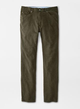 Peter Millar Mens Cotton Flannel Five-Pocket Pant | Color: Loden | Size: 40 Product Image