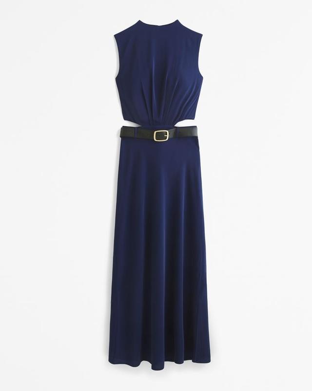 High-Neck Cutout Belted Maxi Dress Product Image