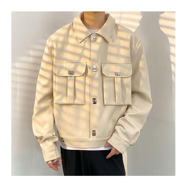 Collared Buckled Plain Jacket Product Image