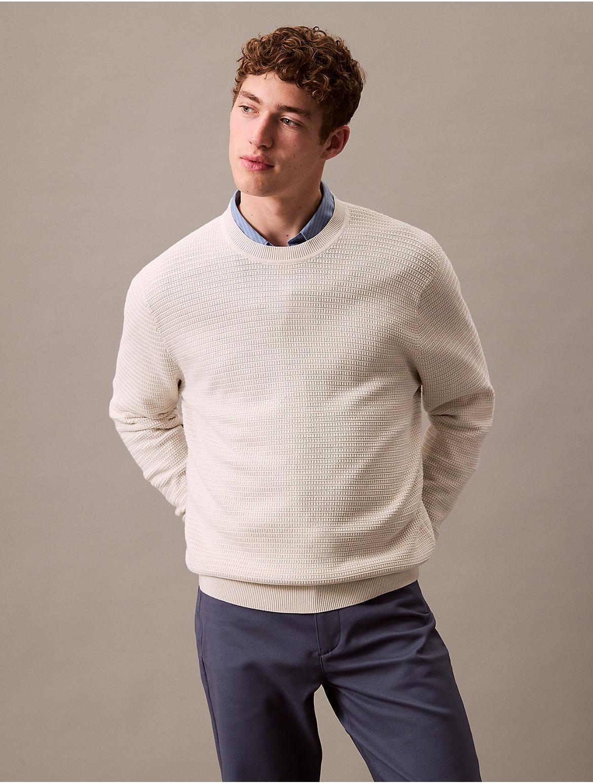 Calvin Klein Mens Supima Cotton Sweater - White - L Product Image