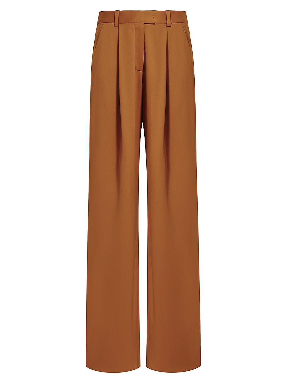 Womens Wool Relaxed Wide-Leg Pants - Vicuna - Size 4 Product Image