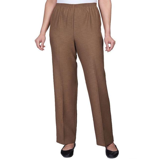 Petite Alfred Dunner Classic Pull-On Straight-Leg Pants, Womens Brown Product Image