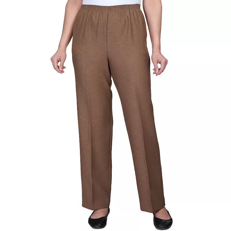 Petite Alfred Dunner Classic Pull-On Straight-Leg Pants, Womens Brown Product Image