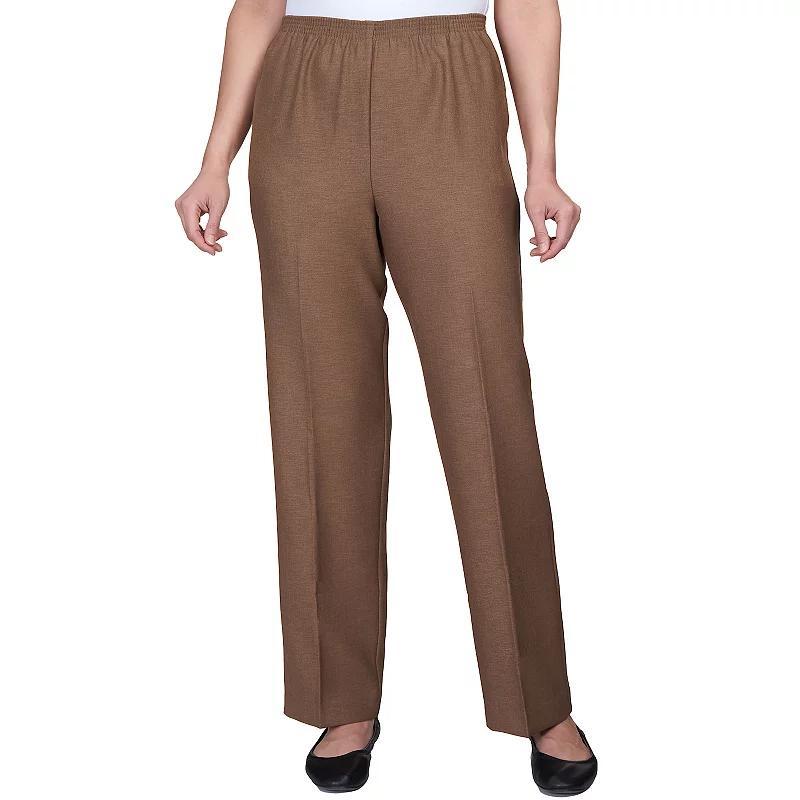 Petite Alfred Dunner Classic Pull-On Straight-Leg Pants, Womens Brown Product Image