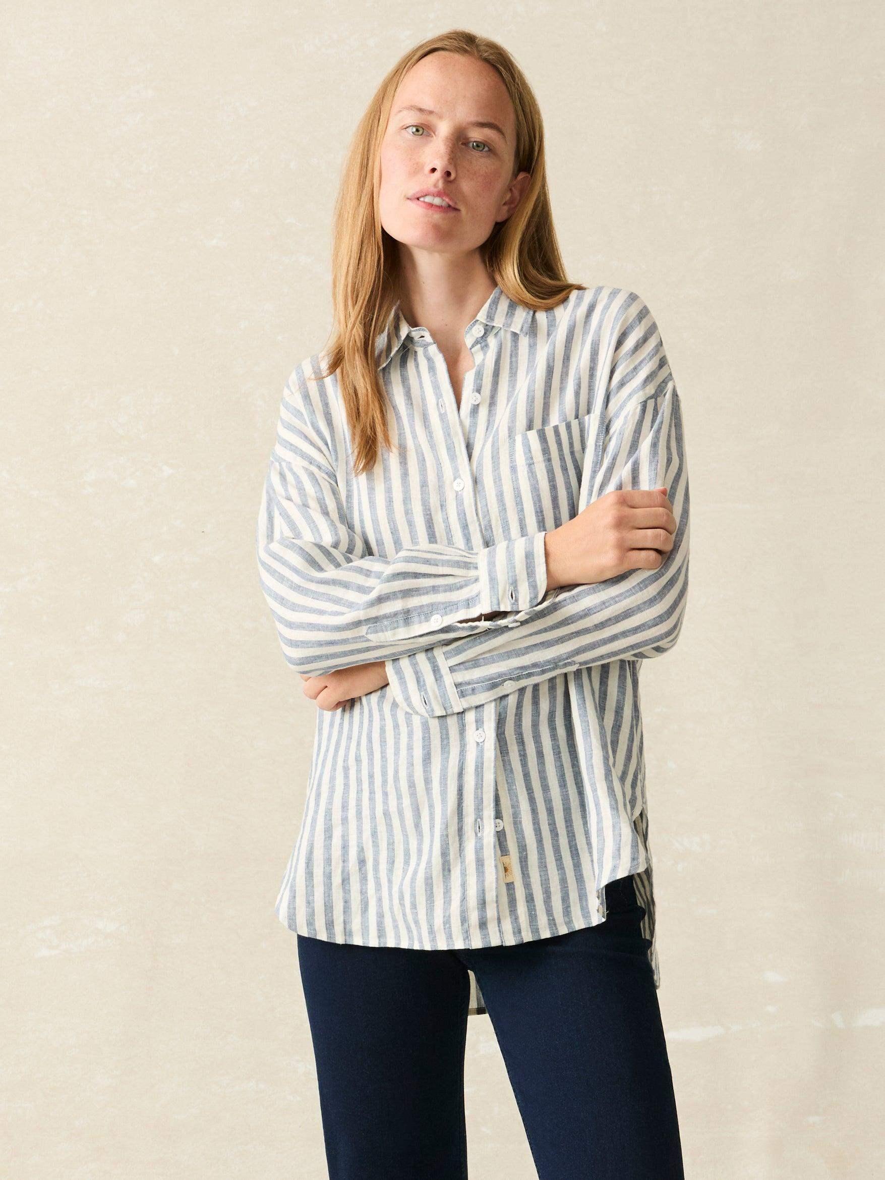 Laguna Linen Relaxed Shirt - Blue Lucy Stripe Female Product Image