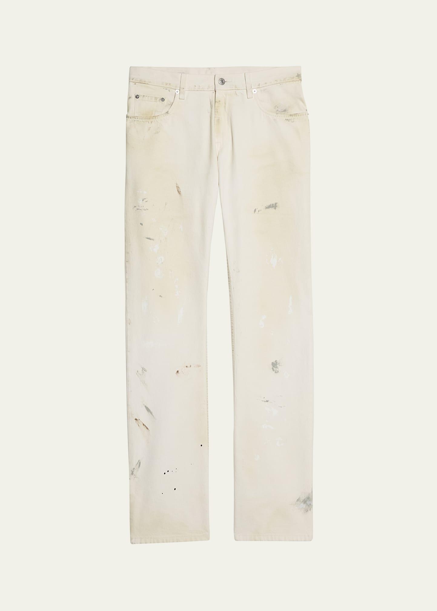 Mens Low-Rise Jeans with Paint Splatter Product Image