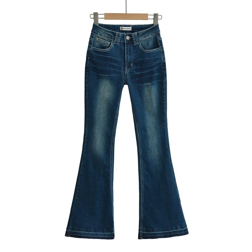 High Rise Washed Flared Jeans Product Image