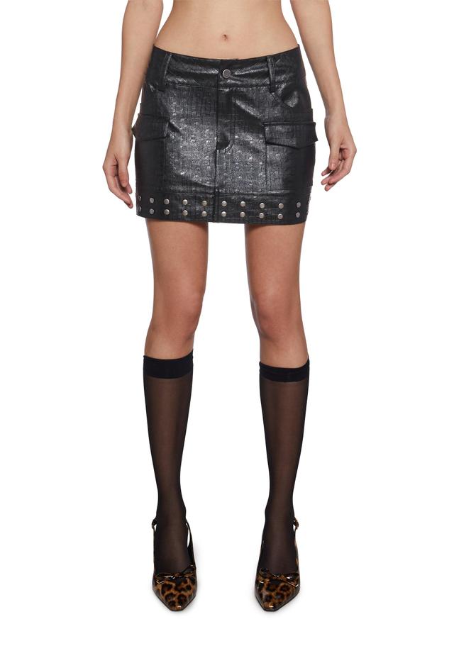 Womens Crocodile Mini Cargo Skirt Current Mood - Black Product Image