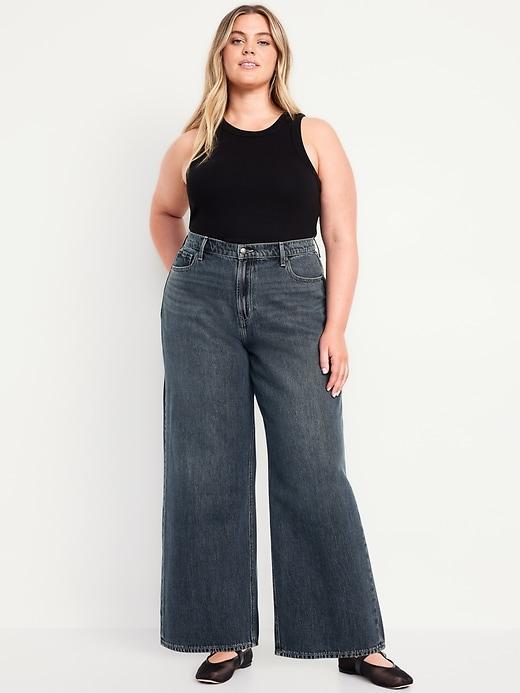 High-Waisted Baggy Wide-Leg Jeans Product Image