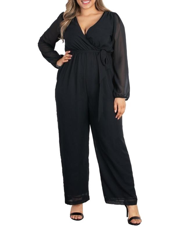 Kiyonna Celina Long Sleeve Chiffon Jumpsuit Product Image