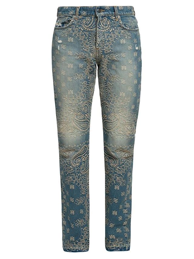 Mens Bandana Jacquard Straight-Leg Jeans Product Image