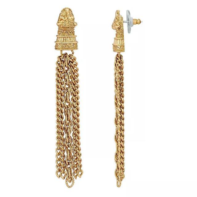 1928 Gold Tone Chain Tassel Drop Earrings, Womens Product Image