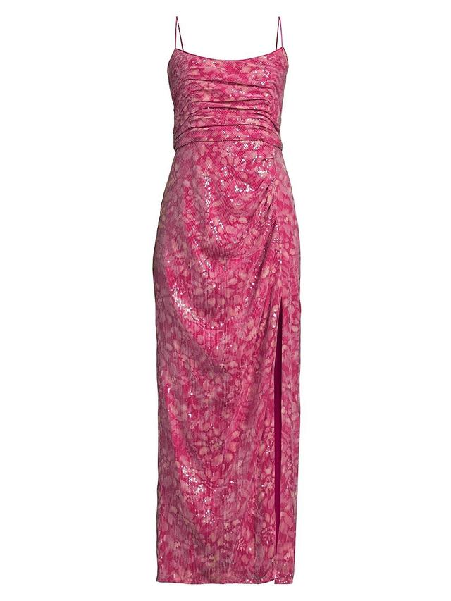 Womens Luxe Floral Sequin Sleeveless Gown Product Image