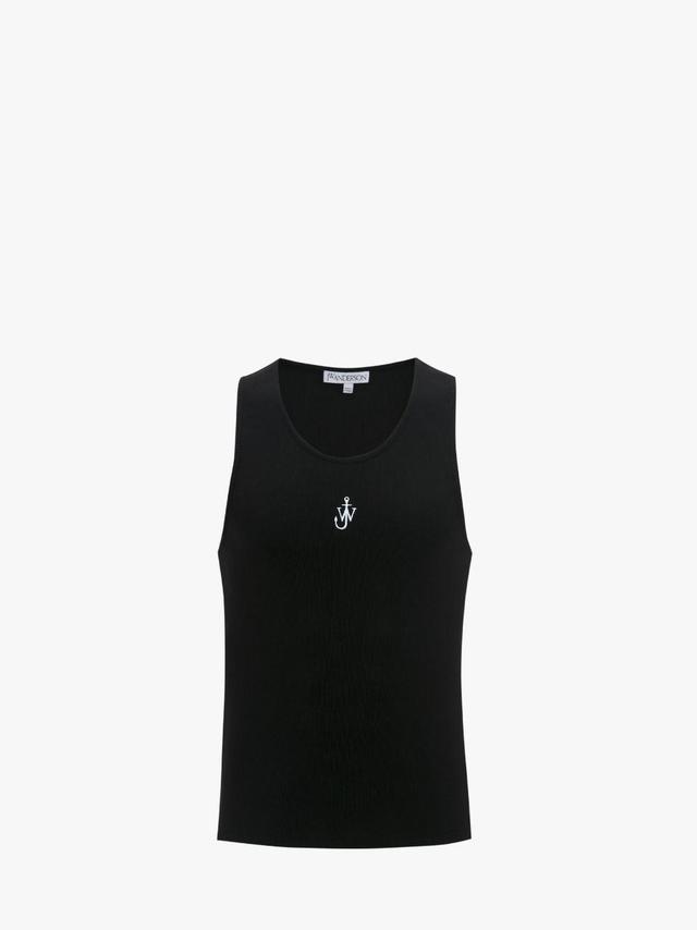 TANK TOP WITH ANCHOR LOGO EMBROIDERY in black | JW Anderson US  Product Image