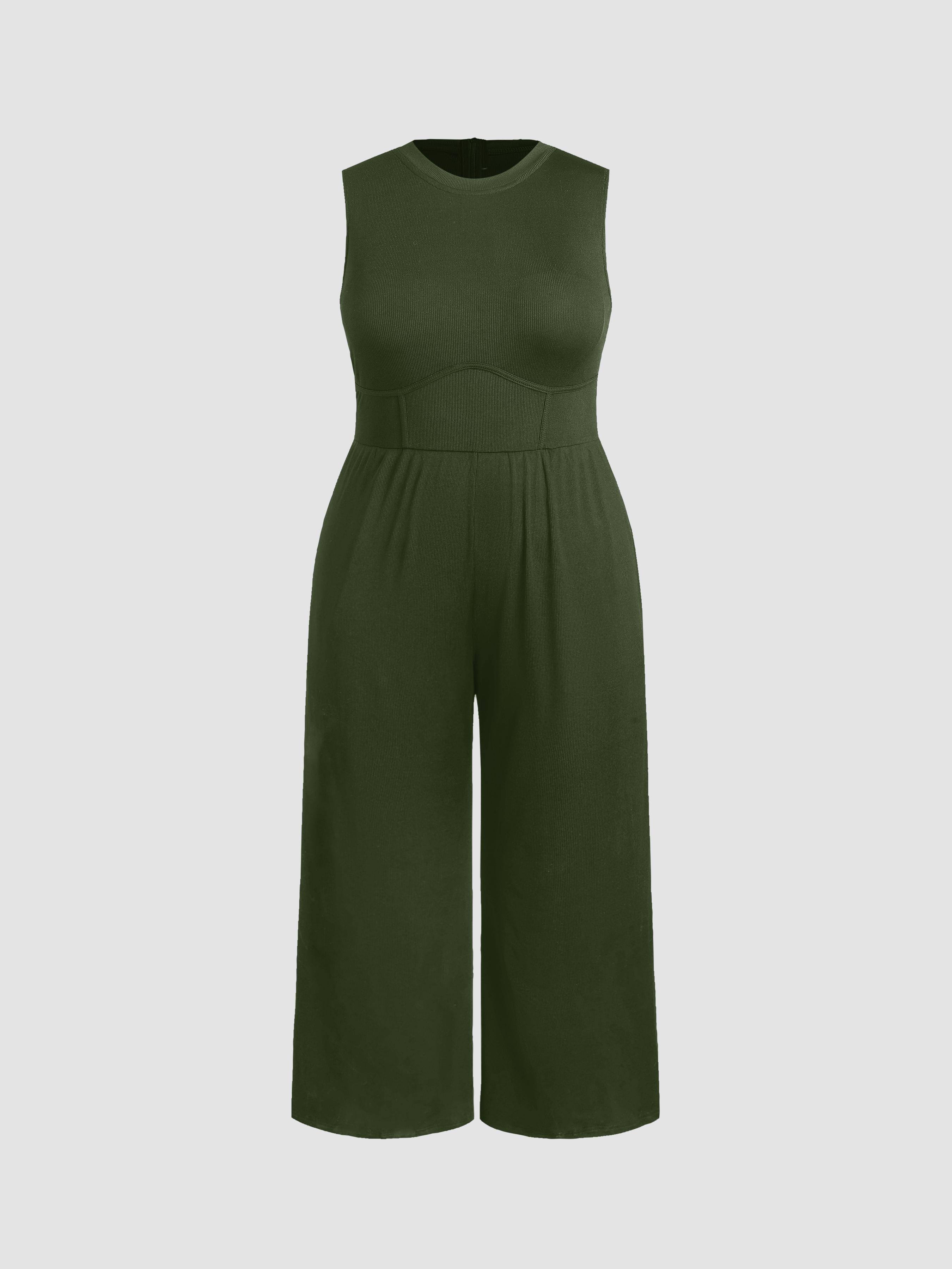 Solid Sleeveless Wide Leg Jumpsuit Curve & Plus Product Image