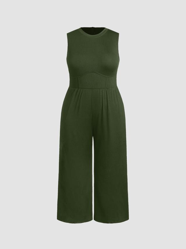 Solid Sleeveless Wide Leg Jumpsuit Curve & Plus Product Image