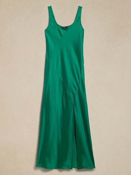 Satin Twill Slit Maxi Dress Product Image