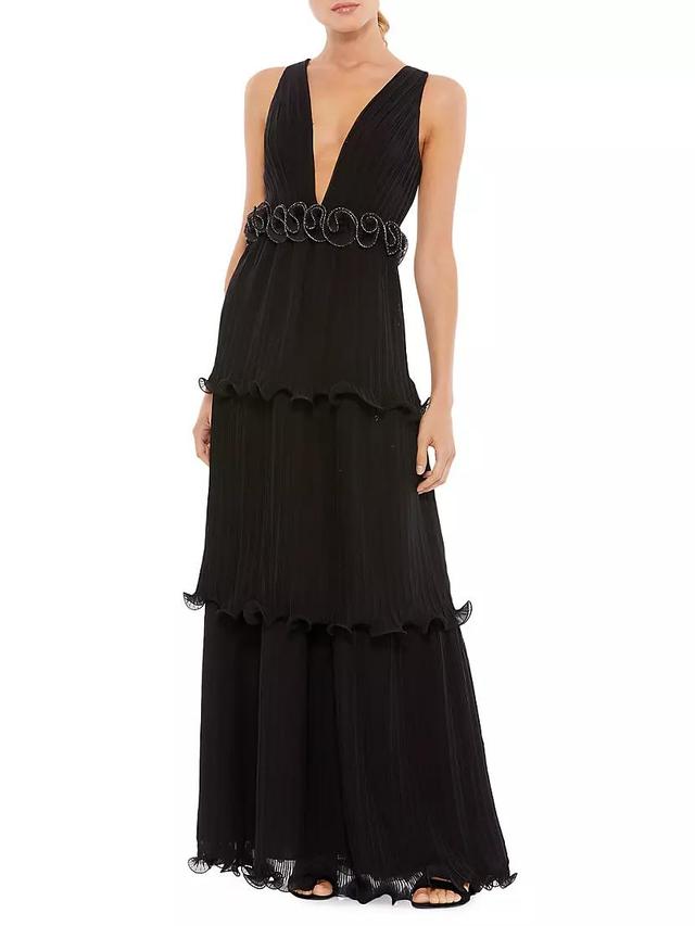 Ieena Pleated Ruffle-Trim Gown Product Image