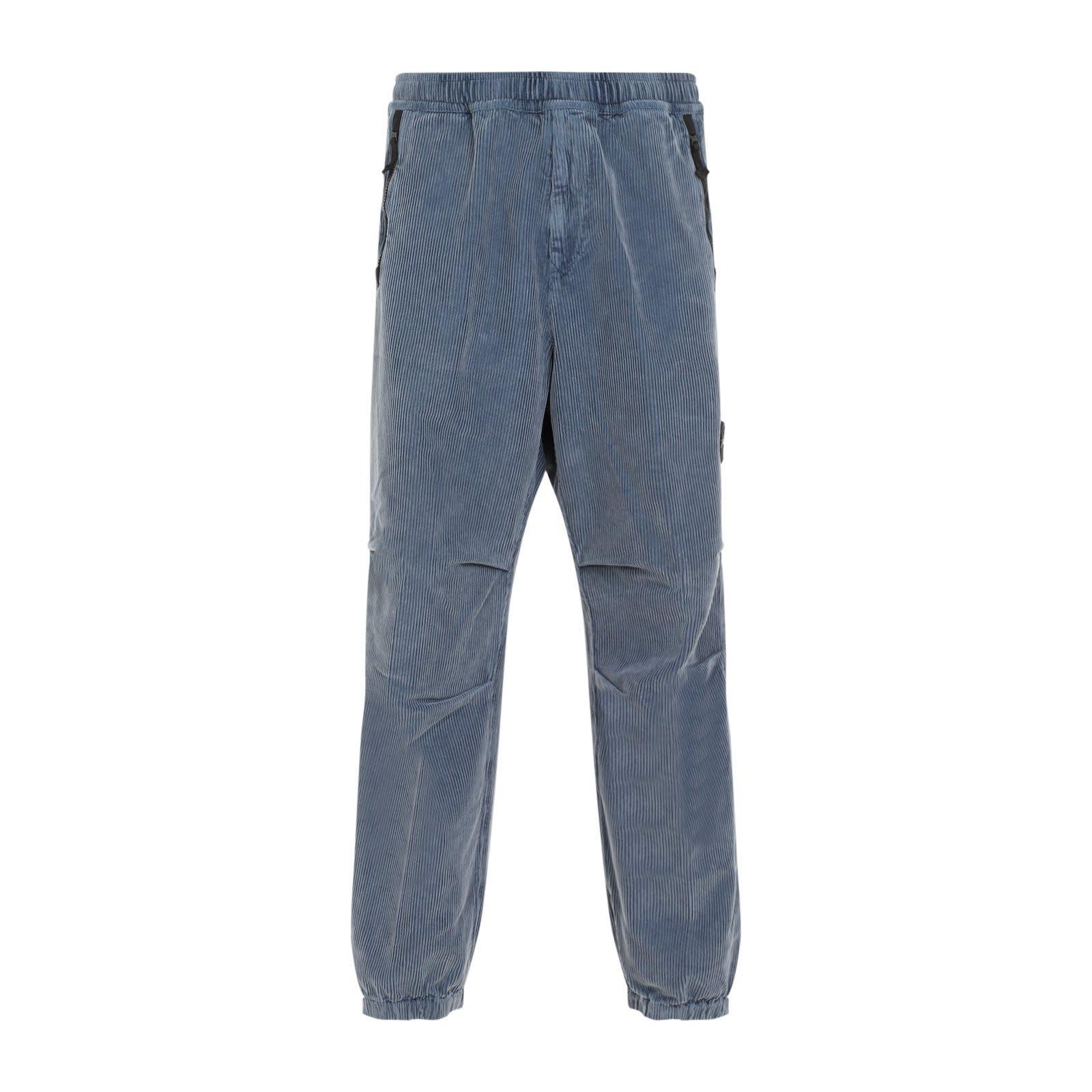 Compass Patch Corduroy Pants In Blue Product Image