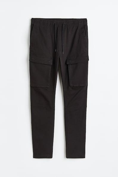 H & M - Skinny Fit Cargo Joggers - Black Product Image