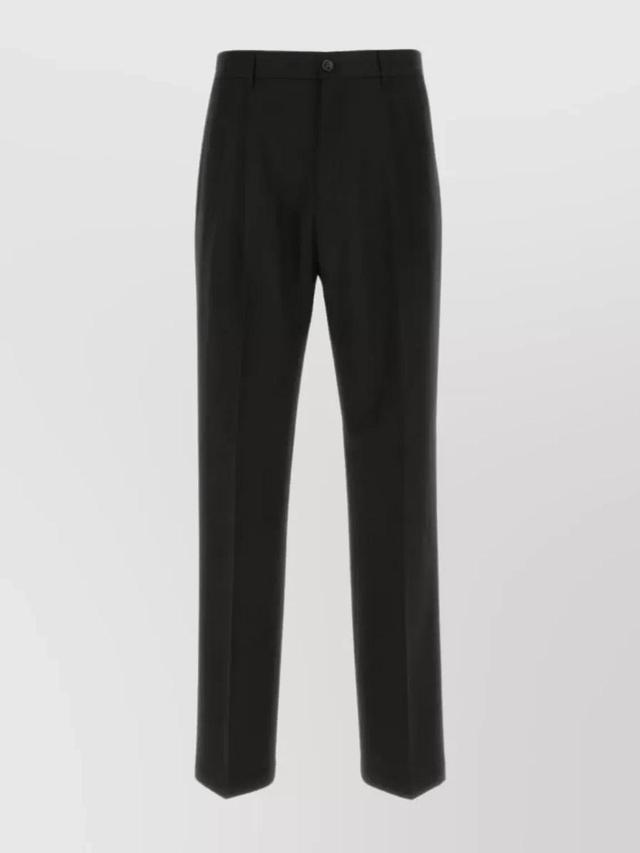 Pleated Wool Trousers With Belt Loops In Brown Product Image