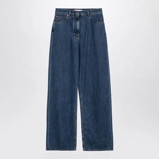 Blue Wide Denim Jeans Women Product Image