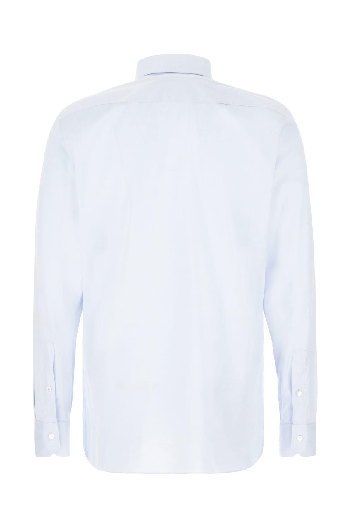 ZEGNA Light-blue Stretch Cotton Shirt In Light Blue Product Image