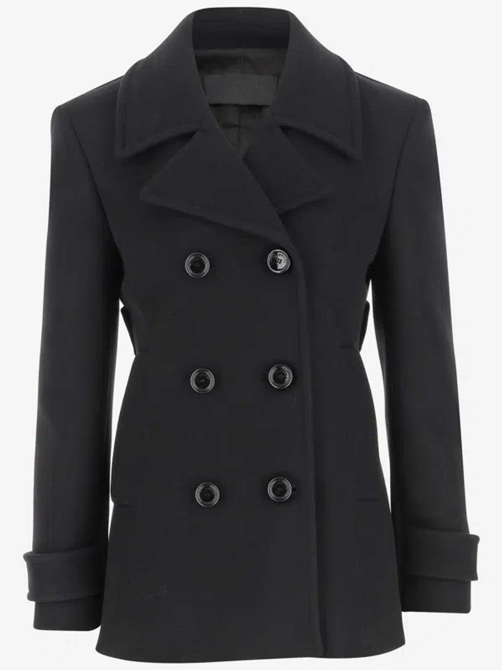 Double-breasted Wool Coat In Black product image