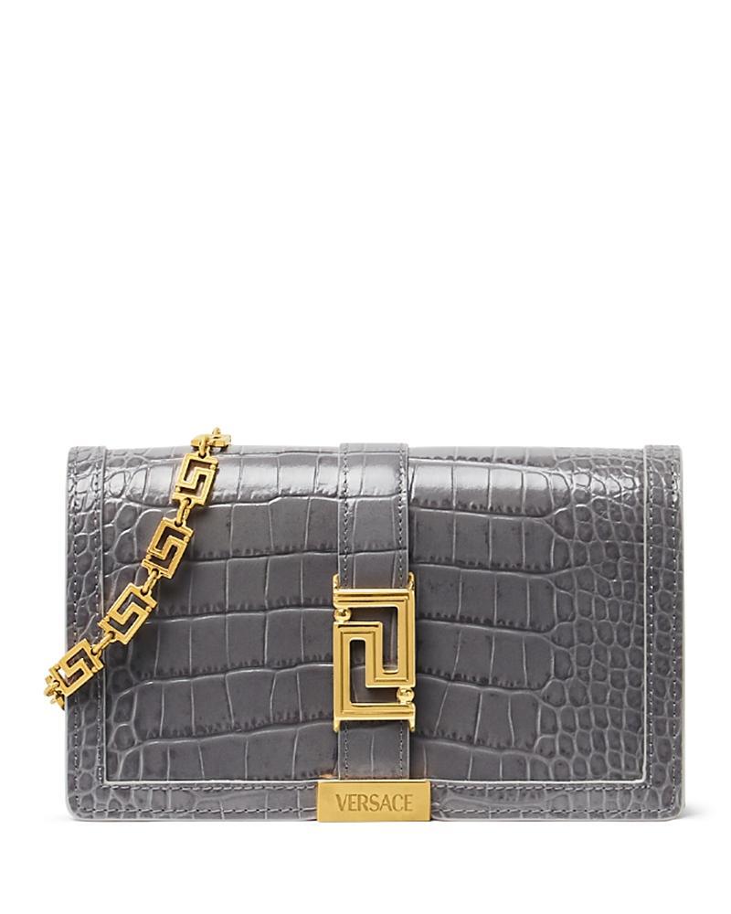 Womens Greca Crocodile-Embossed Leather Wallet-On-Chain Product Image