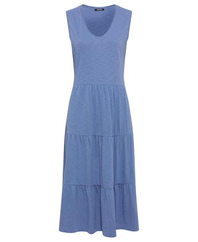 Olsen Womens 100% Cotton Sleeveless Tiered Midi Dress Product Image