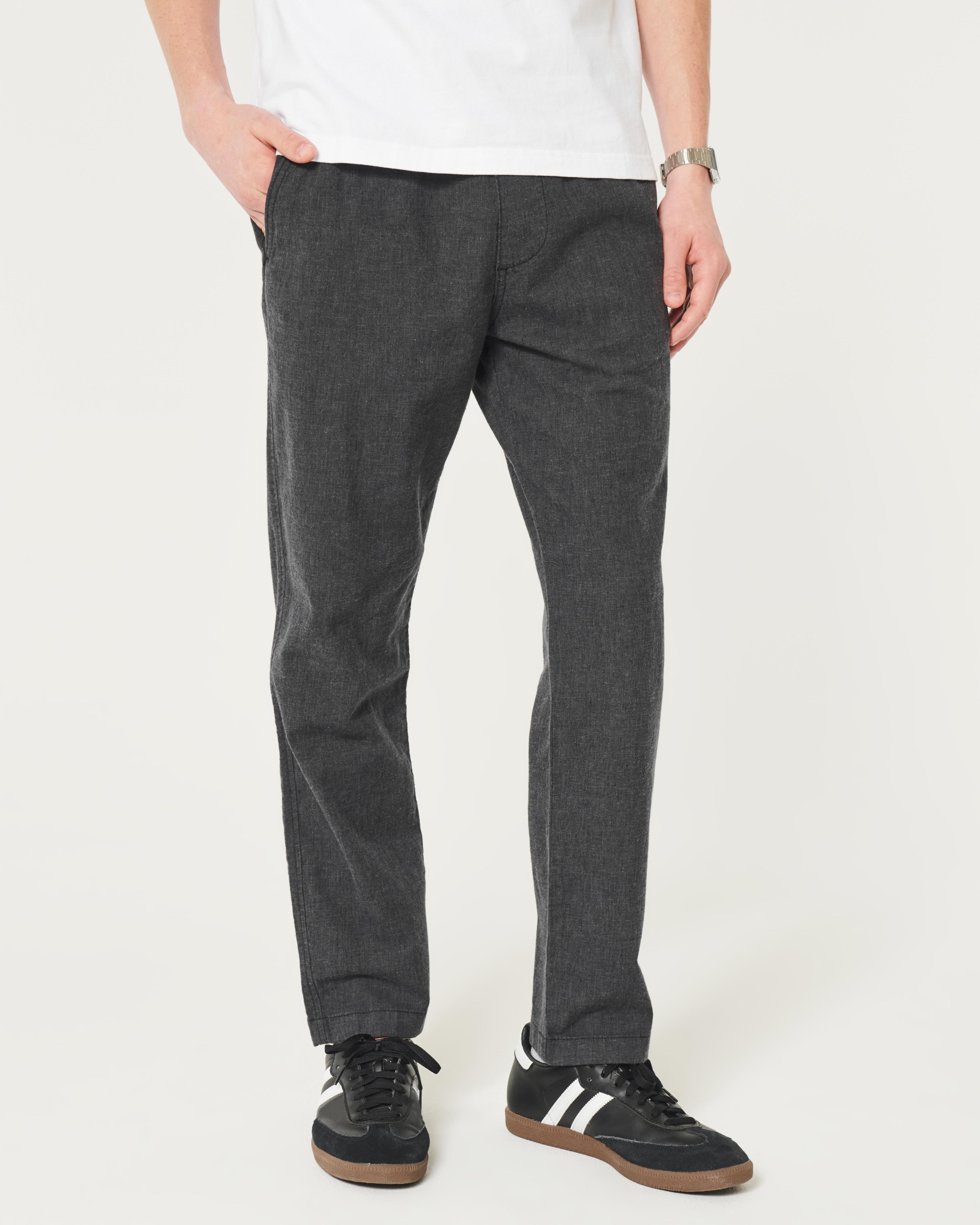 Slim Straight Linen-Blend Pull-On Pants Product Image