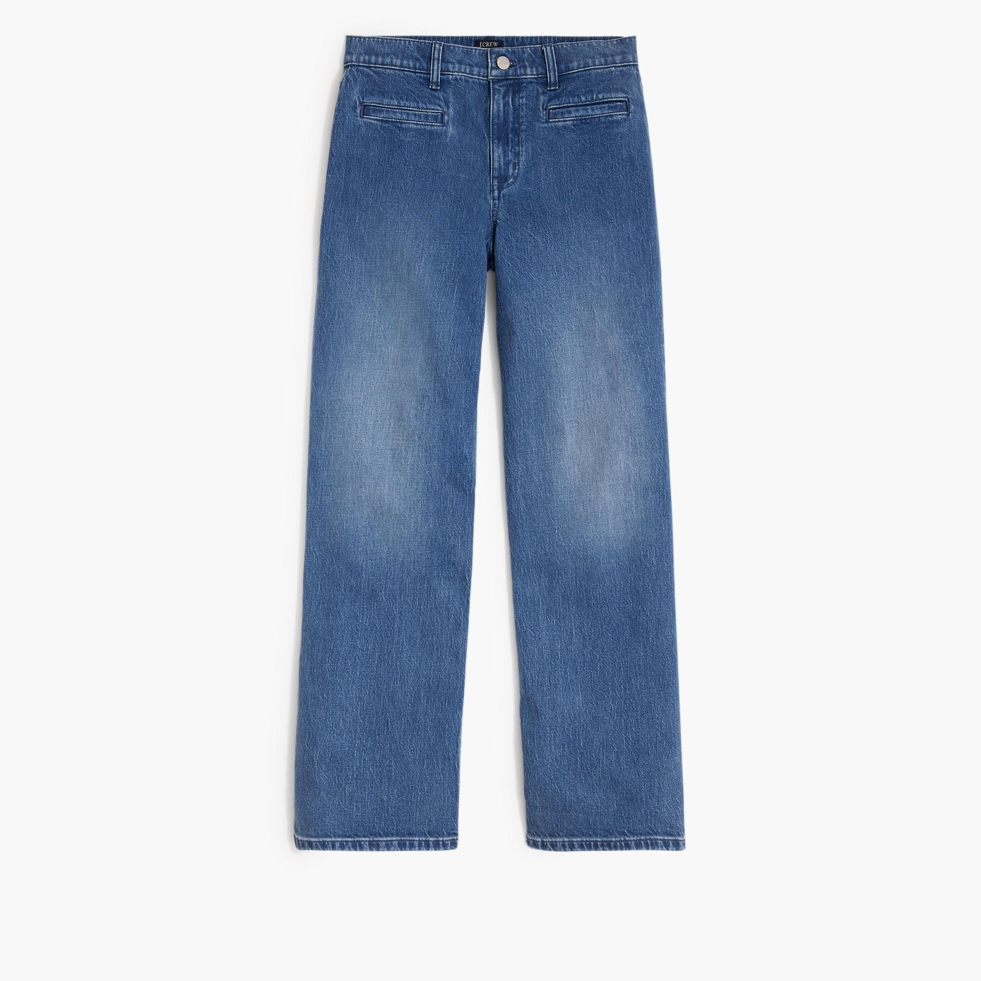 Wide-leg crop jean with welt pockets in all-day stretch Product Image