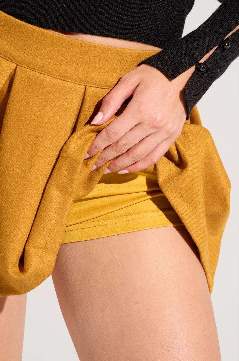 OUT OF OUR HEAD WOOL MINI SKIRT IN MUSTARD Product Image