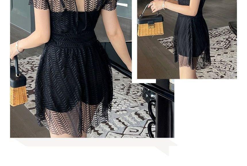 Short-Sleeve Mesh Swimdress Product Image