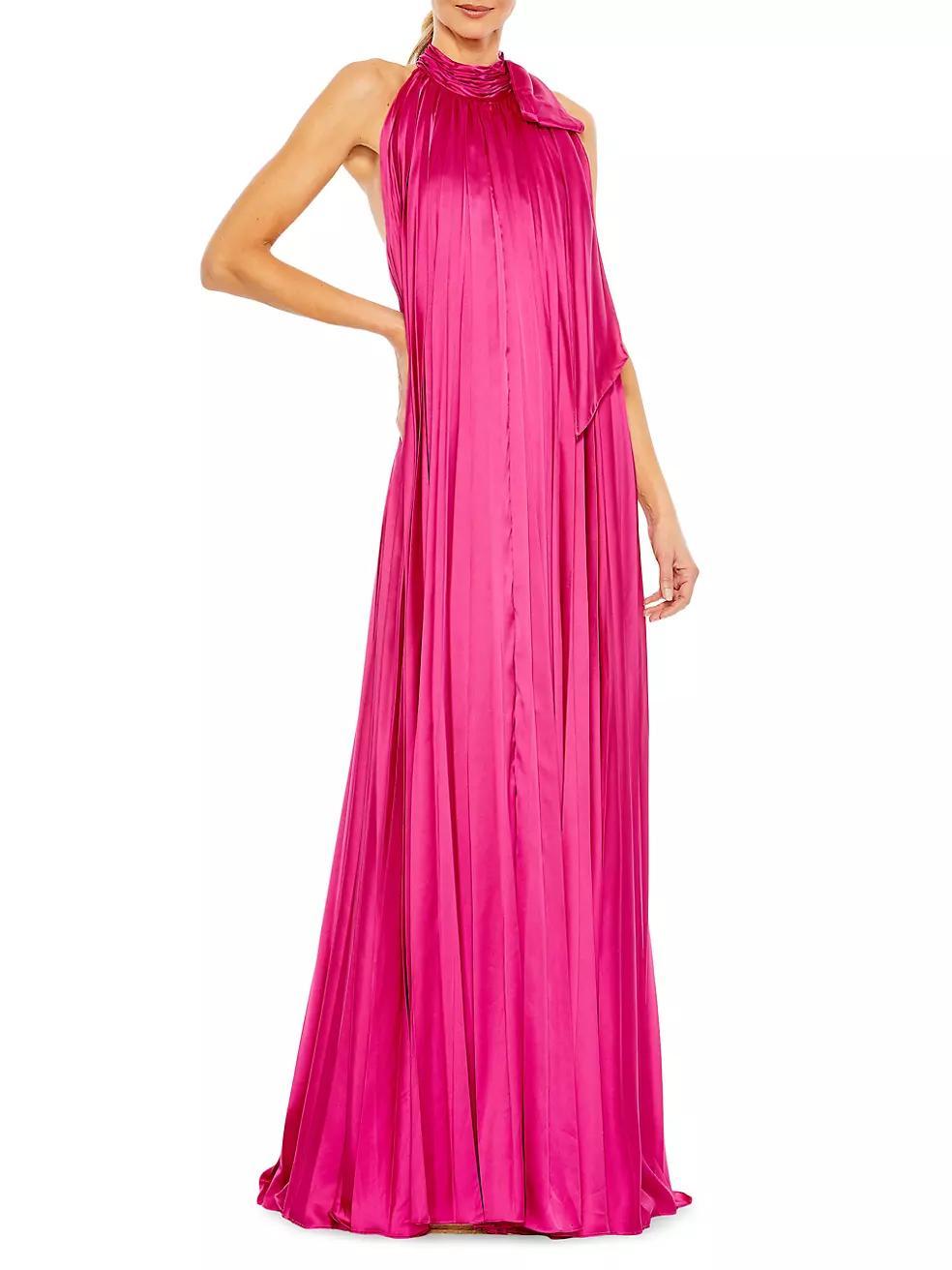 Pleated Trapeze Halterneck Gown Product Image