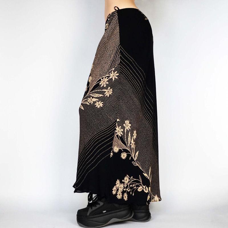 Low Waist Floral Print Maxi Straight Fit Skirt Product Image