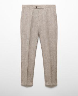 Mango Mens 100% Linen Prince Of Wales Check Trousers Product Image