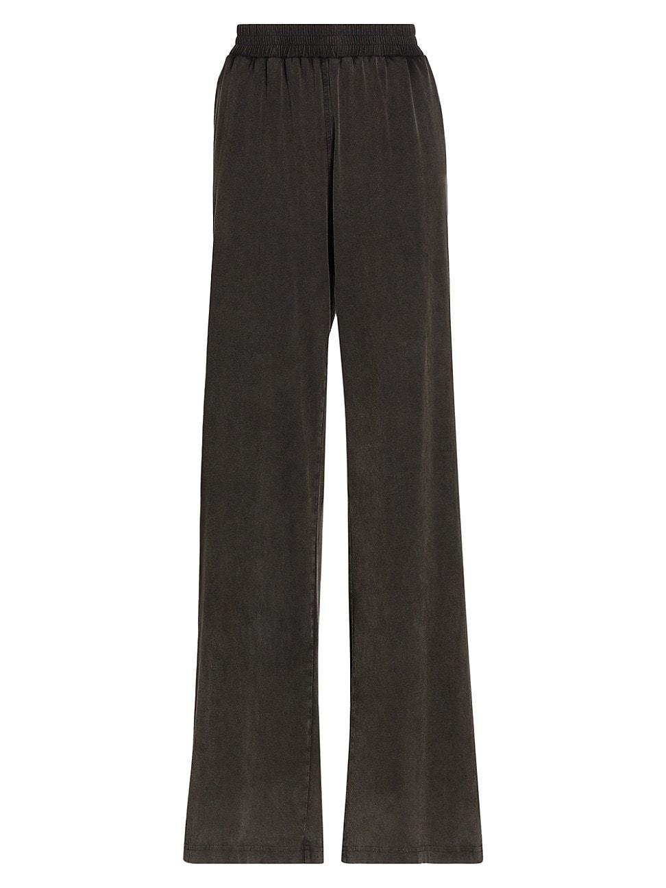 Womens Washed Cotton Wide-Leg Pants product image