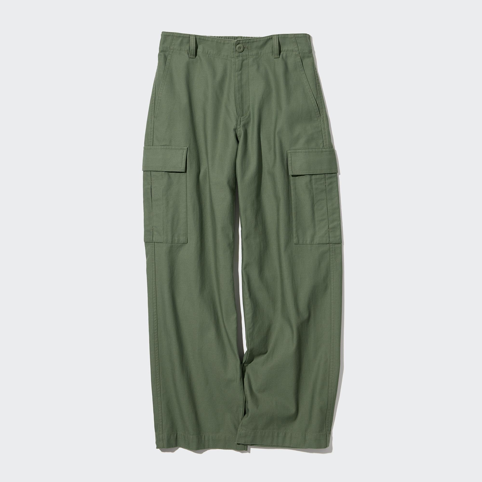 Womens Wide Straight Cargo Pants Green 2XL UNIQLO US Product Image