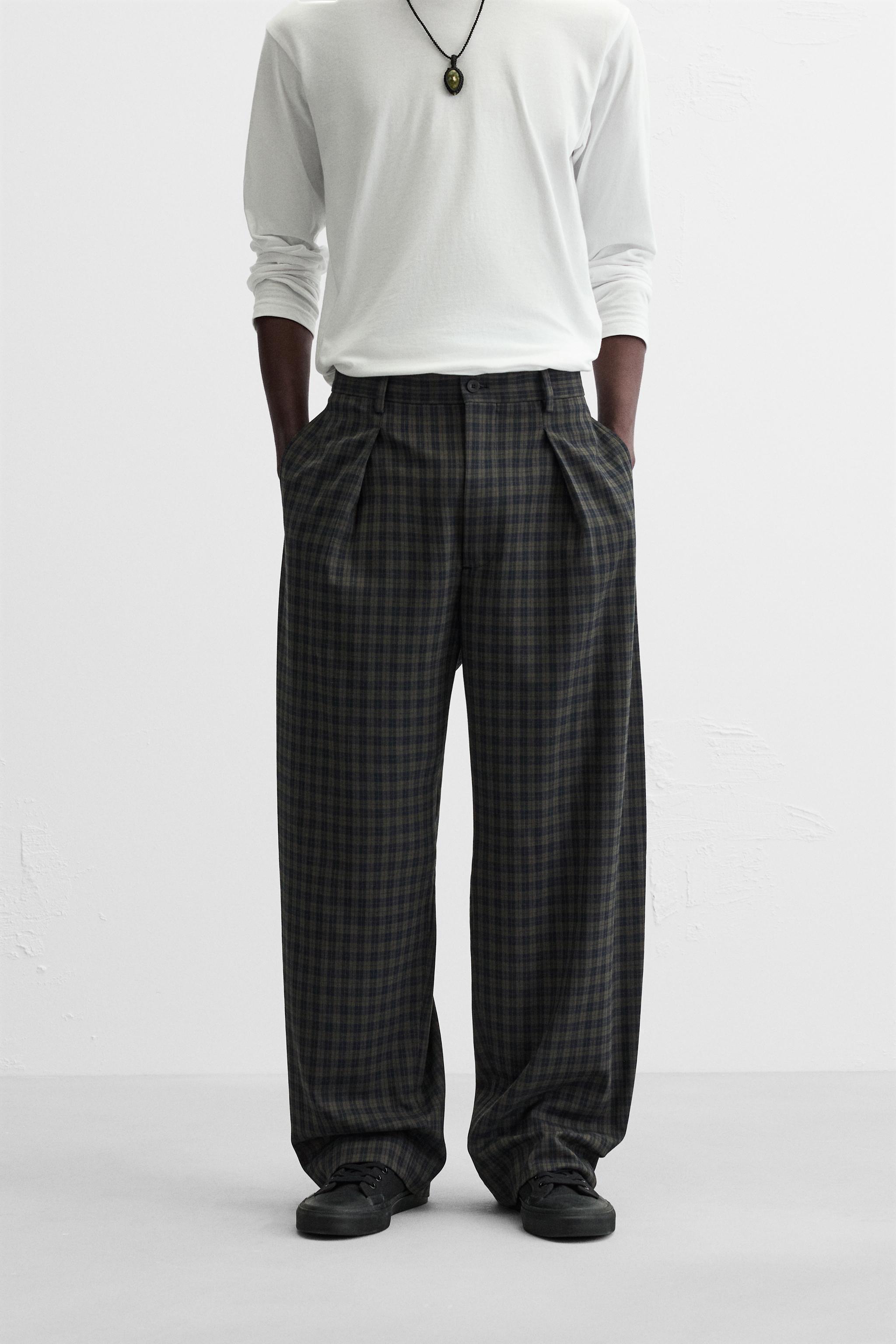 PLEATED PLAID PANTS Product Image