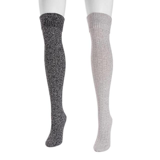 Womens MUK LUKS Marl Over-the-Knee Socks 2-Pack Product Image