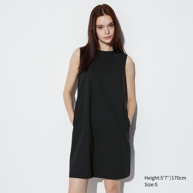 Womens Ultra Stretch Airism Sleeveless Mini Dress with Quick-Drying Black XS UNIQLO US Product Image