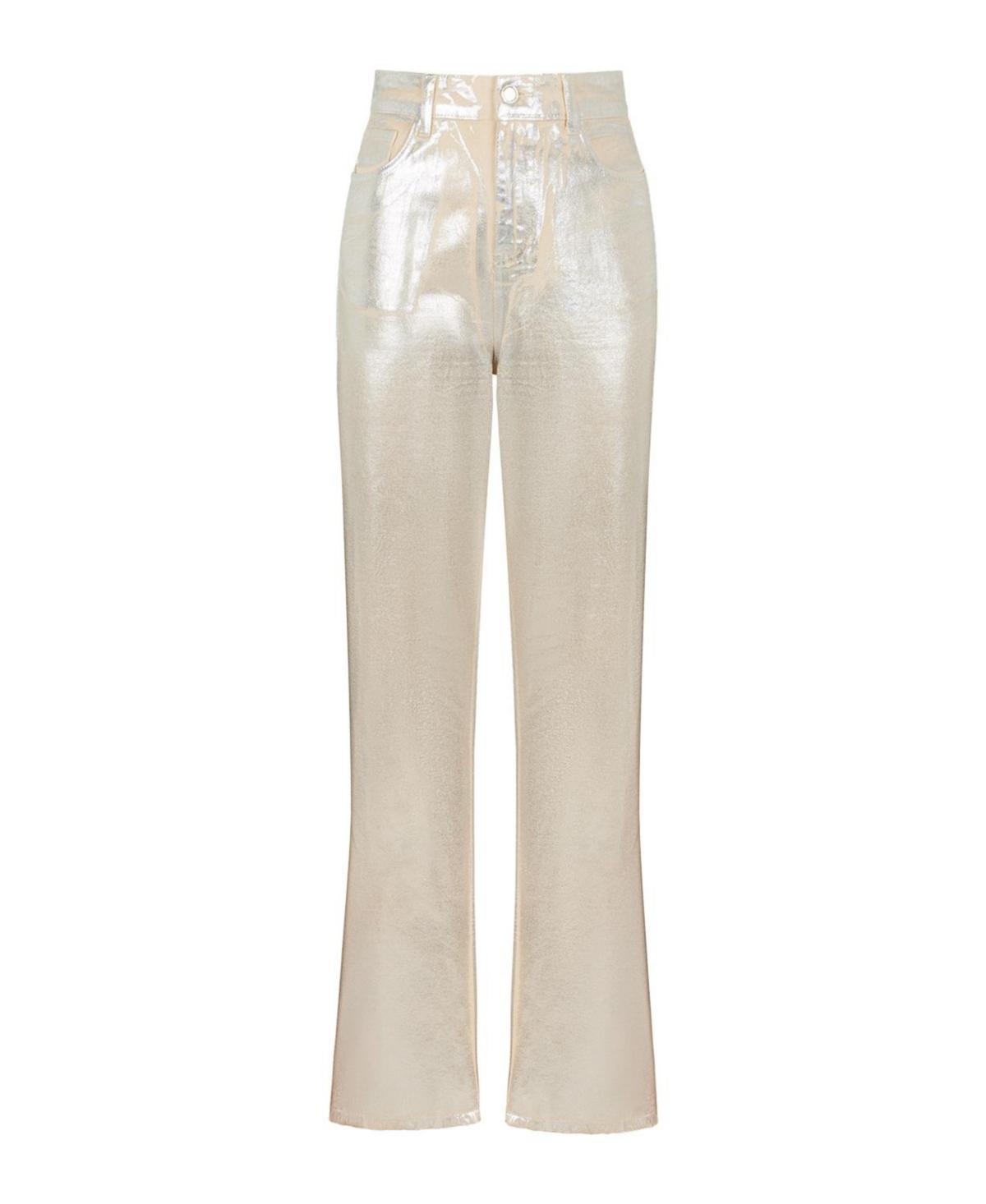 Womens Metallic Straight Leg Jeans Product Image